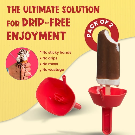 THE ORIGINAL Pop No Drop Popsicle Holder - BPA Free & Dishwasher Safe - Mess-Free Frozen Treats Holder with Straw - No Drip Drop Ice Pop Popsicle Holders for Kids & adults - Pack of 2
