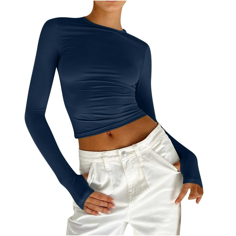 Vafful Women's Workout Crop Tops Short Sleeve Yoga Shirts Casual