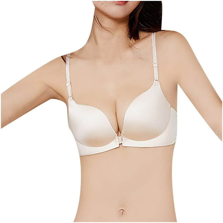 FAKKDUK Everyday Bras For Women Full Coverage Front Closure Casual Push Up  Bras Without Steel Rings Female Breathable Gathered Bra for Daily Comfort
