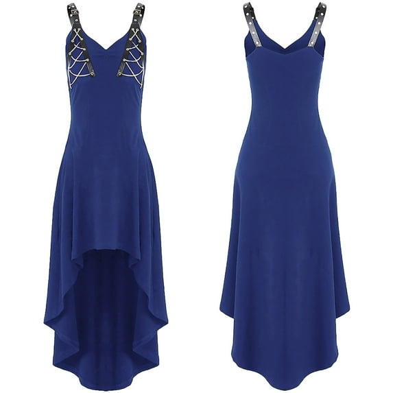 FAKKDUK Gothic Dress for Women Clearance Y2K Punk Dress Strappy Retro Medieval Victorian Dress Halloween Goth Dress Steampunk Clothing Party Cocktail Carnival Ladies A-line Swing Dresses