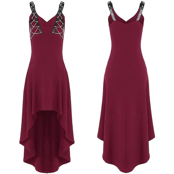 FAKKDUK Gothic Dress for Women Sale Clearance Y2K Punk Dress Strappy Retro Medieval Victorian Dress Halloween Goth Dress Steampunk Clothing Party Cocktail Carnival Ladies A-line Swing Dresses