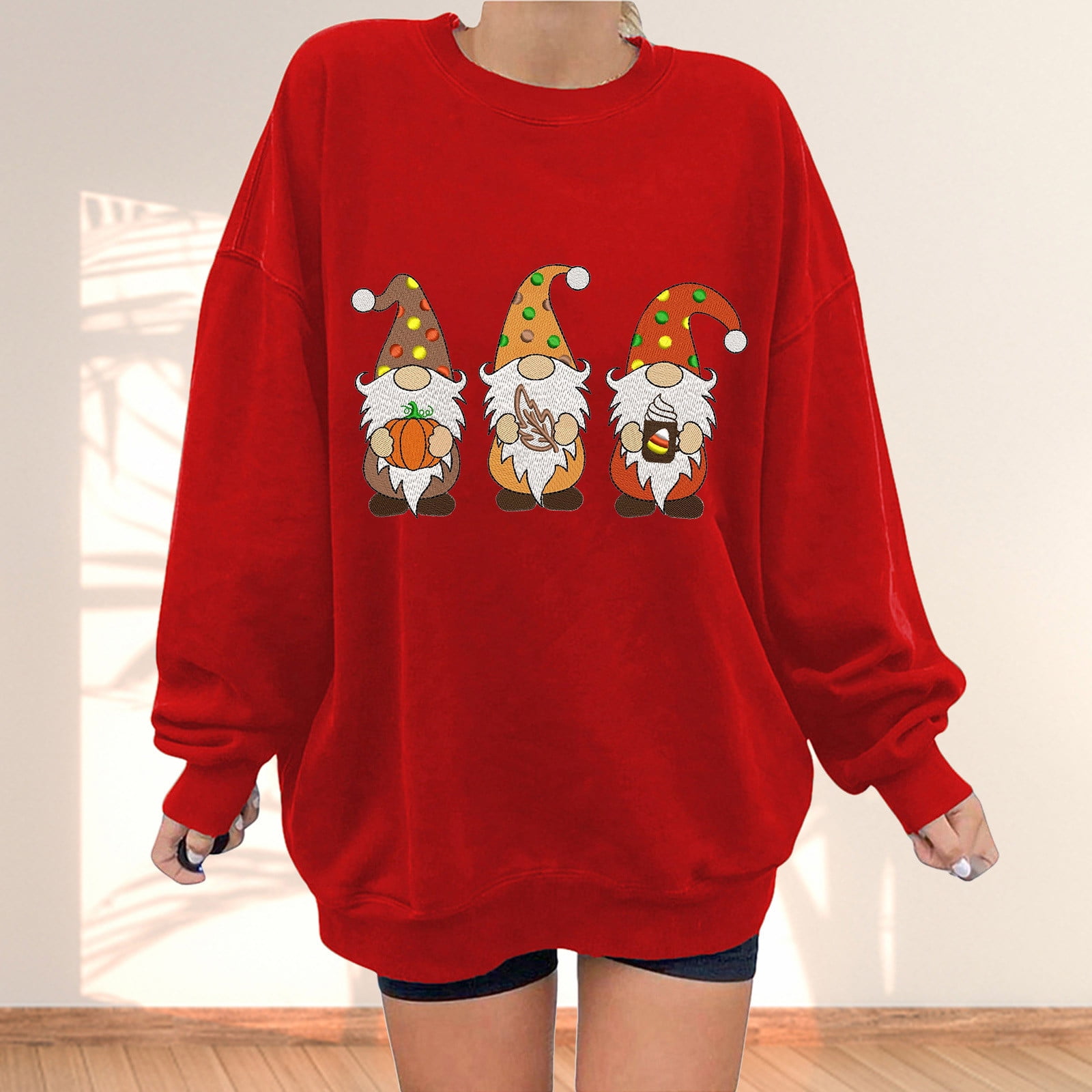 FAKKDUK Halloween Sweatshirts for Women Fall Tee Lightweight Pullover