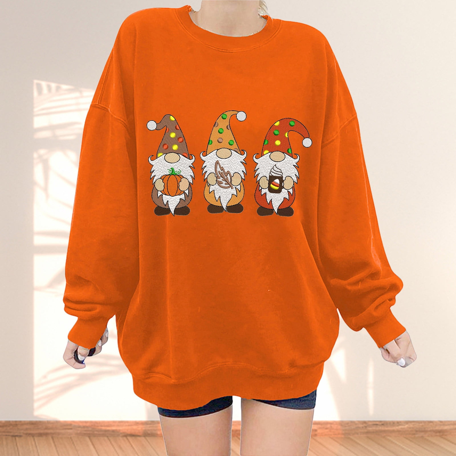 FAKKDUK Halloween Sweatshirts for Women Fall Tee Lightweight Pullover