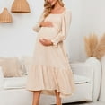thumbnail image 1 of FAKKDUK Maternity Dress Women's Long Sleeve A Line Casual Maxi Dress Photography Dress for Babyshower Womens Maternity Casual Dress,Beige&XL, 1 of 6