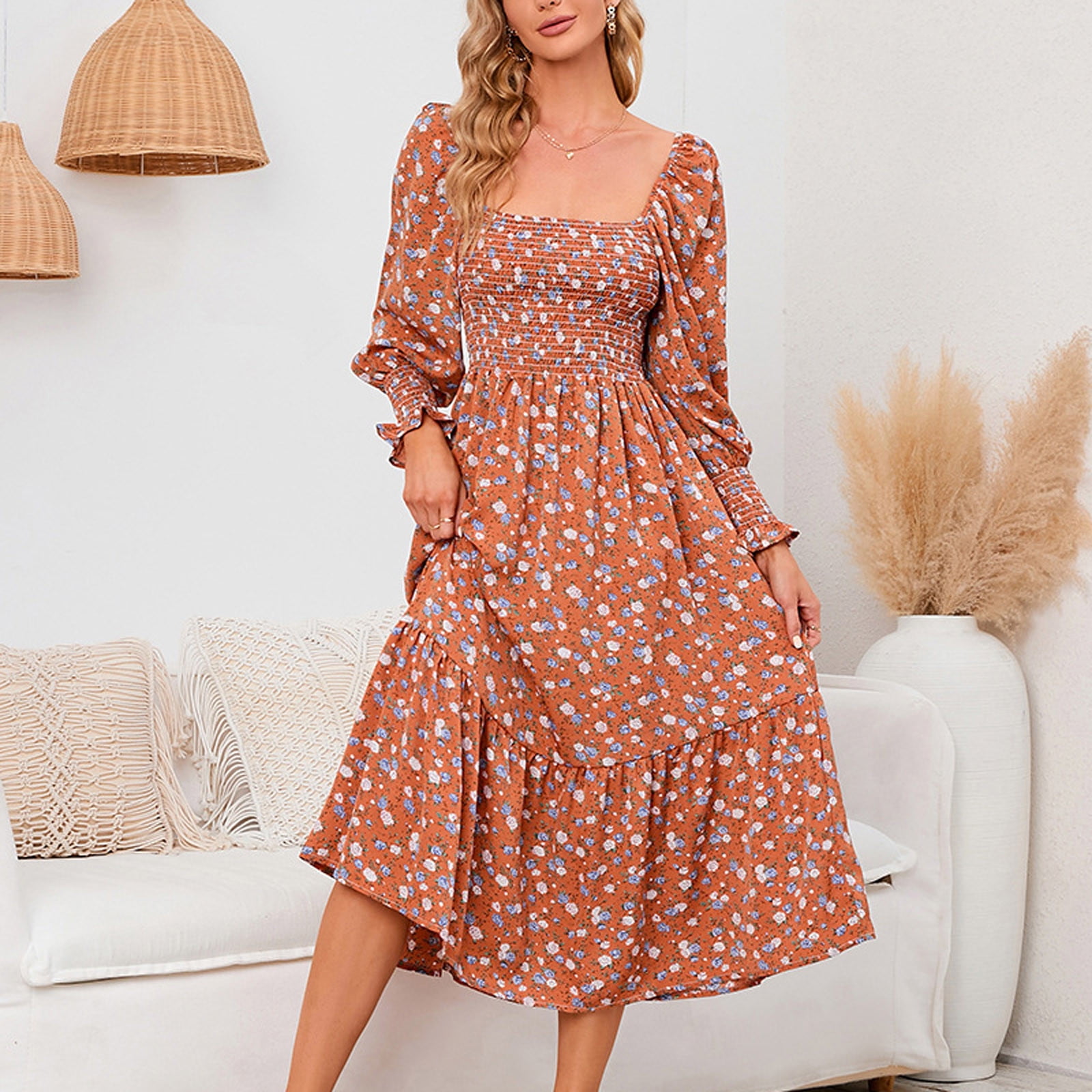 chinese dress ladies Casual Maternity Dresses with Detailed Long Sleeves Light Blue / XXL