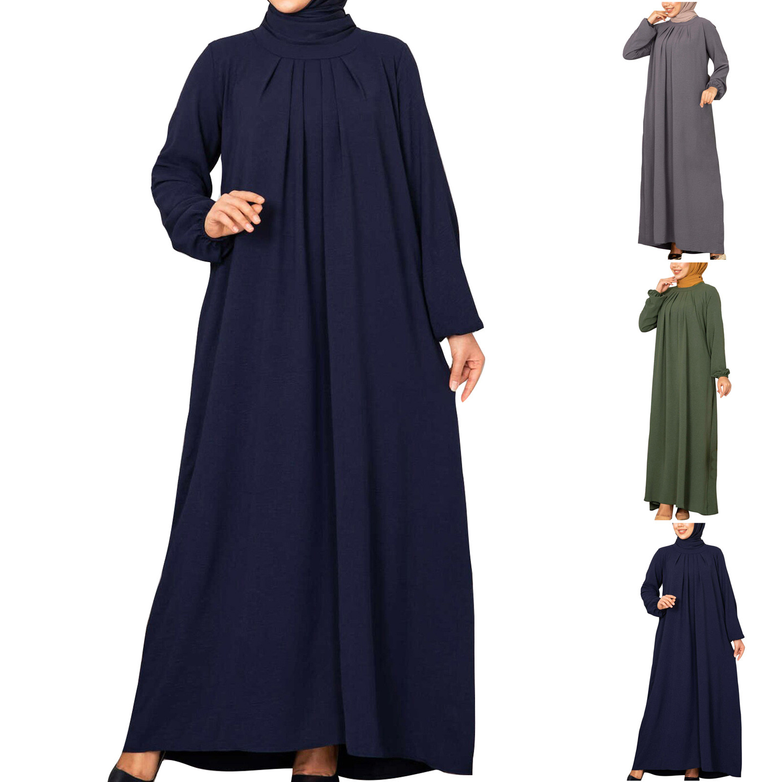 Muslim Dress For Women - Full Cover Long Sleeve Self-Tie Embroidery Islamic Abaya Kaftan Dubai Robe Maxi Dress
