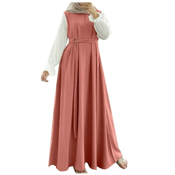 FAKKDUK Muslim Dresses for Women Long Dress Women Abaya Dress Islamic National Robe Women Muslim Outfit Abayas Maxi Dress for Women,M