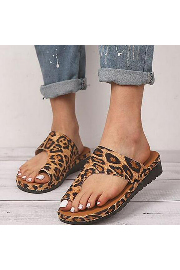 Orthopedic Sandals for Women Toe Ring Flip Flops Slip On Flat Sandals Casual Summer Beach Shoes Ladies Summer Beach Shoes Female Flat Sandals Arch Support Flip Flops For Women, 6.5&Khaki