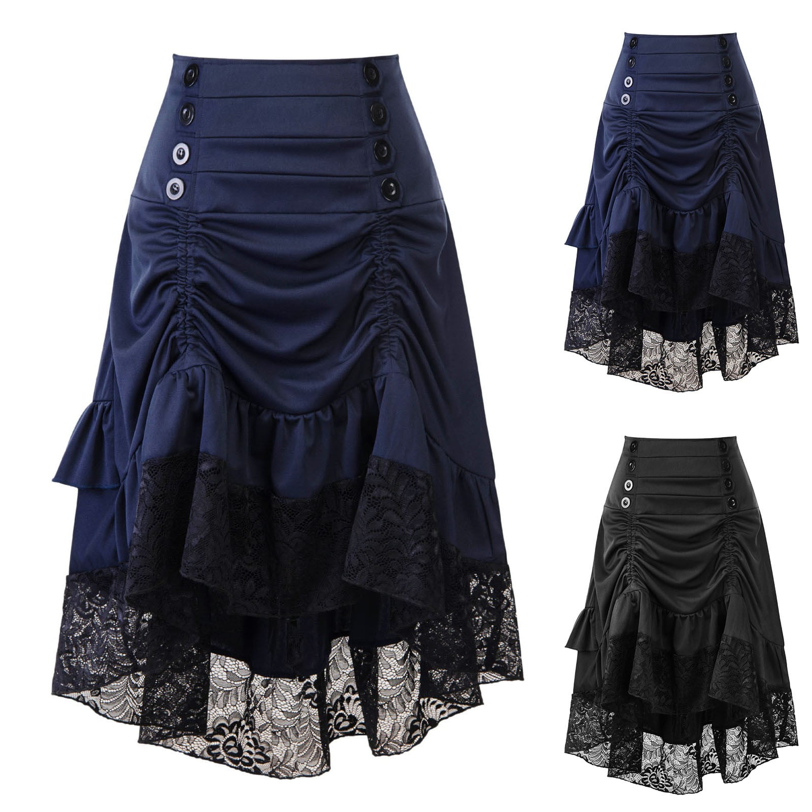 FAKKDUK Pirate Skirt Women Halloween Adult Victorian Skirt High Waist