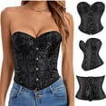 thumbnail image 1 of FAKKDUK Plus Size Corsets For Women, Corset Tops, Bustier Tops for Women, Sexy Boned Top, Bustier Lingerie For Halloween Costume Dress Gothic Shapewear Sexy Underwear, Black&L, 1 of 8