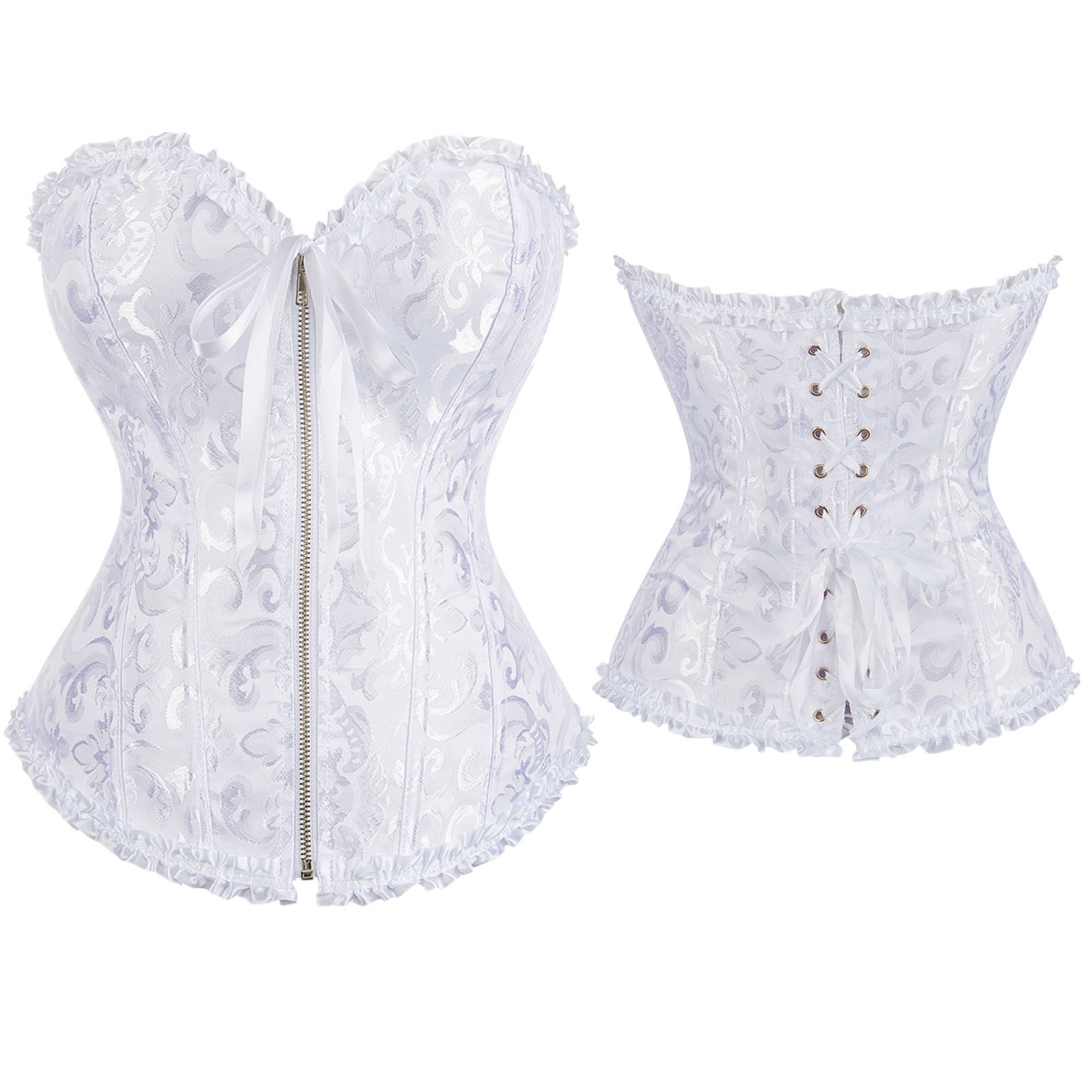 XZQTIVE Corsetto Da Donna In Pizzo Up Boned Overbust Bustier - copertina