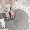 thumbnail image 1 of FAKKDUK Sandals Women Rubber, Sandals for Women Buckle Ankle Strap Womens Open Toe Sandals Women Dressy Summer Casual Sandals Platform Shoes for Outdoor Melarey High Heel Wedge Sandals, 5.5&Blue, 1 of 8
