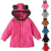 FAKKDUK Toddler Kids Boys\u0026Girls Jacket Coat Long Sleeve Bear Ears Cartoon Winter Warm Outwear with Hood Baby Winter Coat Girls Lightweight Jacket Toddler Boy Fall Clothes