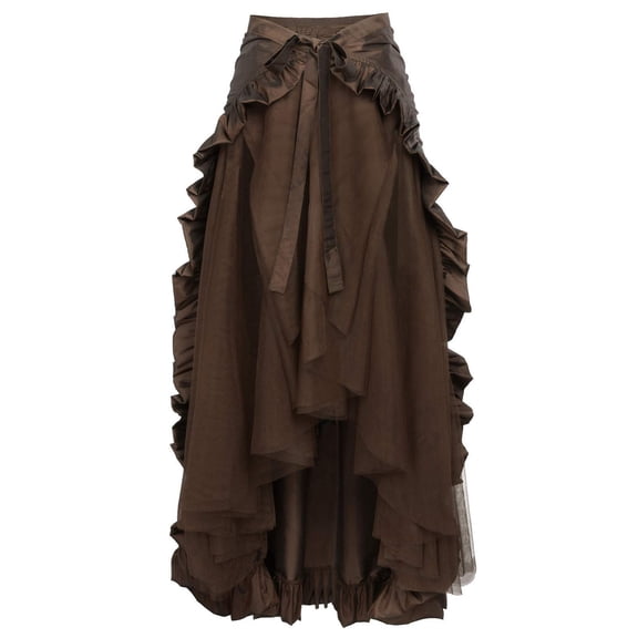 FAKKDUK Women Gothic Skirt Sale Black Victorian Steampunk Skirt Elastic Waist Long Length A-Line Vintage Swing Renaissance Skirt Goth Punk Outfit Medieval Clothes Vampire Halloween Costumes