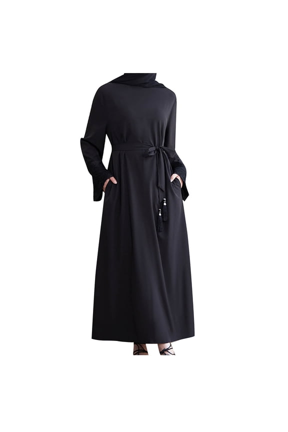 Women Muslim Abaya Long Sleeve Maxi Dress Loose Full Cover Islamic Robe Kaftan Abayas Muslim Dress for Women Islamic National Robe,M