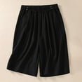 thumbnail image 1 of FAKKDUK Women Summer Cotton Linen Shorts Womens Shorts Elastic High Waist Pleated Ruffle Leisure Shorts Flowy Cute Shorts with Pockets Bermuda Shorts Casual Wide Legs Shorts, M&Black, 1 of 3