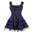 thumbnail image 1 of FAKKDUK Women's 2023 Gothic Dress Gothic Clothes Punk Halloween Lace Net Sleeveless Strap Drawstring Goth Clothes for Women and Girl Punk Spaghetti Strap Dress, Purple&L, 1 of 3