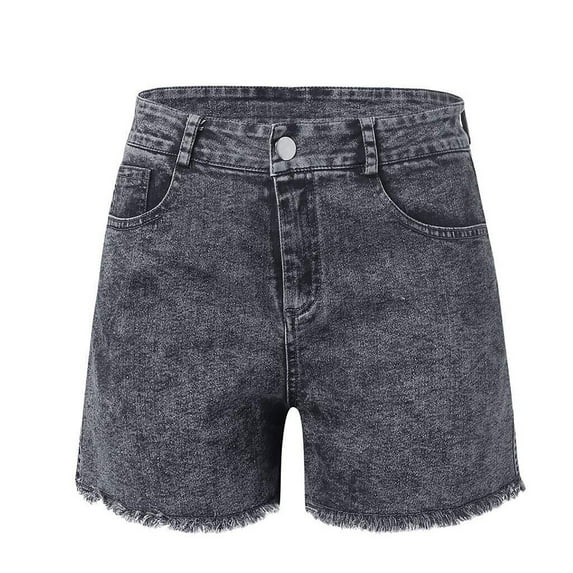 FAKKDUK Women's Jean Shorts 5" Elastic High Waist Straight Leg Button Zip with Pocket Shorts Jeans for Women Casual Hot Denim Shorts for Summer Slim Fit,XXXL