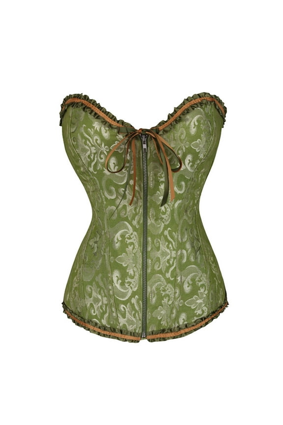 Women's Spaghetti Straps Corset Satin Square Neck Vintage Boned Bustier Corsets for Women Corset Top Womens Renaissance Bustier Corset Lace Up Vintage Boned Dresses, Green&S