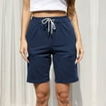 thumbnail image 1 of FAKKDUK Women's Sweat Shorts 5" 12" Drawstring Elastic Waist Cute Running Shorts Summer Casual Shorts for 2023 Womens Gym Short Pants Loose Fit, S&Dark Blue 1, 1 of 8
