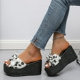 thumbnail image 1 of FAKKDUK Womens Sandals Comfortable Wedges Open Toe Bow Knot Sandals Platform Slides Bohemian Beach Sandals Slip On Wedge Sandals Summer Casual Shoes for Women, 7.5&White, 1 of 8