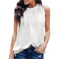 thumbnail image 1 of FAKKDUK Womens Tunics Tops Solid Dots Sleeveless Mock Neck Summer Women Casual Basic Tank Tops Blouses For Women Trendy Loose Fitting T-Shirt, 1 of 8