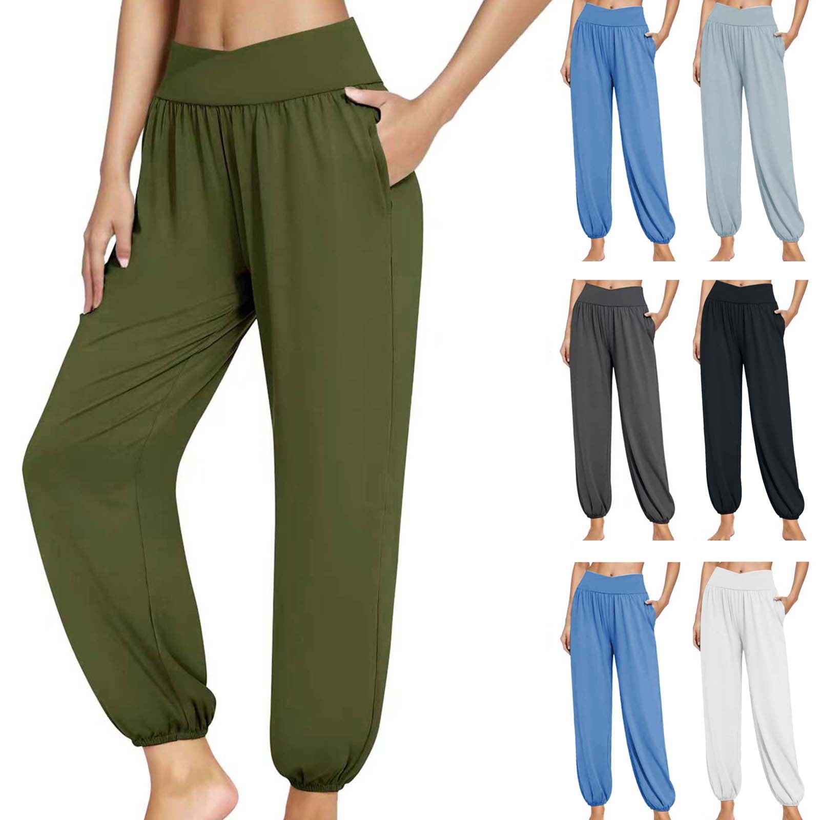 FAKKDUK Yoga Work Pants For Women Wide Leg Lounge Pants with Pockets