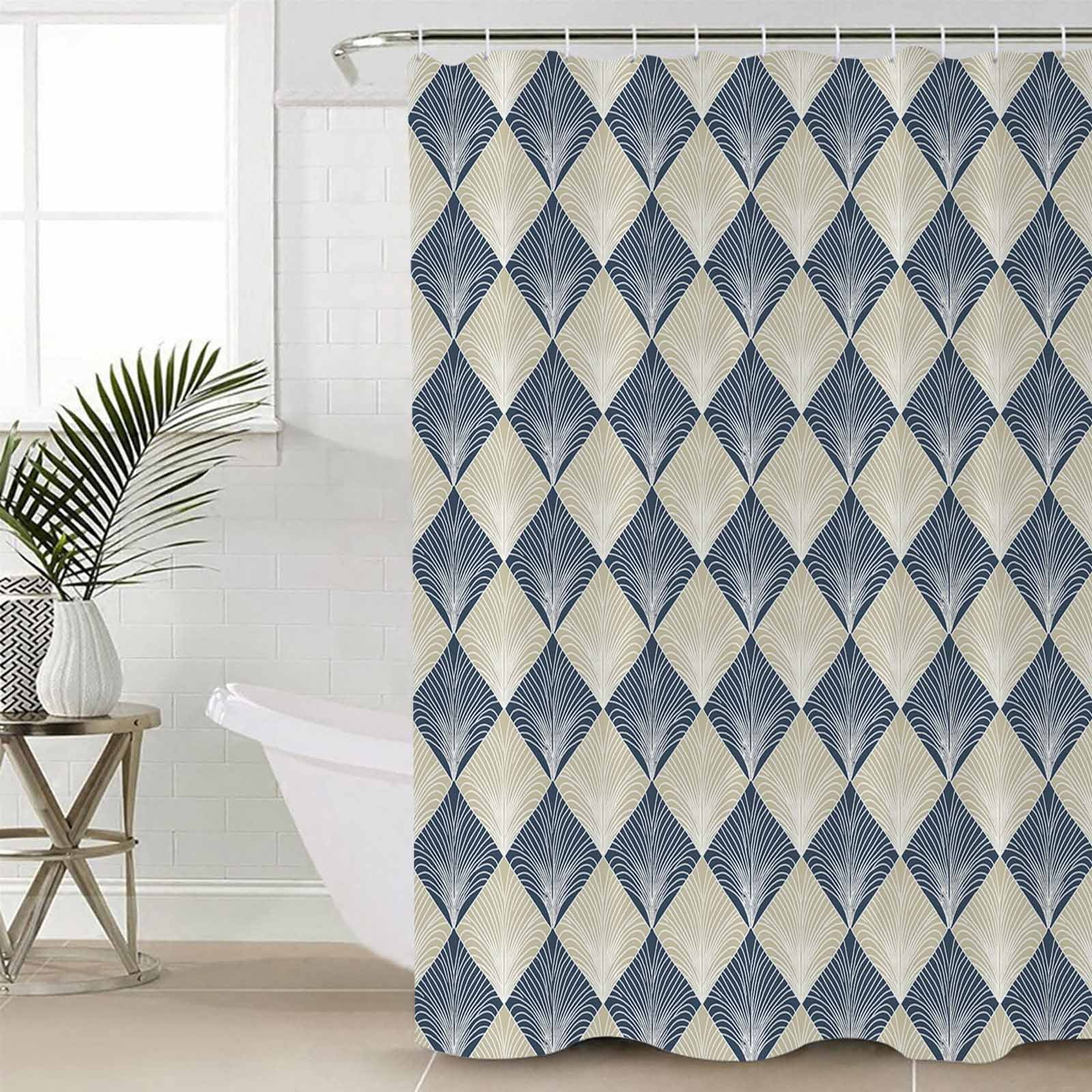 FAKULI Shower Curtain, Blue Beige Stall Shower Curtains for Bathroom ...