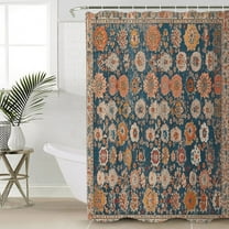 FAKULI Shower Curtain, Blue Flower Print Stall Shower Curtains for Bathroom/Bathtub, Farmhouse Boho Decorative Patterns Waterproof Fabric Shower Curtain Set with 12 Hooks, 48" x 72"