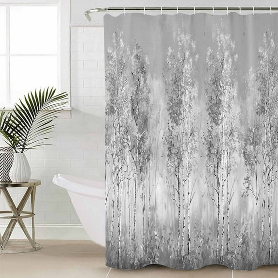 FAKULI Shower Curtain, Grey Vintage Stall Shower Curtains for Bathroom/Bathtub, Modern Abstract Art Oil Paiting Waterproof Fabric Shower Curtain Set with 12 Hooks, Long 72" x 84"