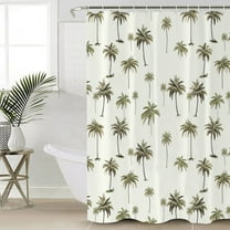 FAKULI Shower Curtain, Palm Trees Stall Shower Curtains for Bathroom/Bathtub, Green Botanical Summer Tropical Plants Waterproof Fabric Shower Curtain Set with 12 Hooks, 72" x 78"