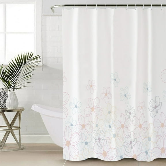 FAKULI Shower Curtain, Summer Fall Flowers Stall Shower Curtains for Bathroom/Bathtub, Abstract Minimalistic Ombre Botanical Plant Waterproof Fabric Shower Curtain Set with 12 Hooks, 60" x 72"