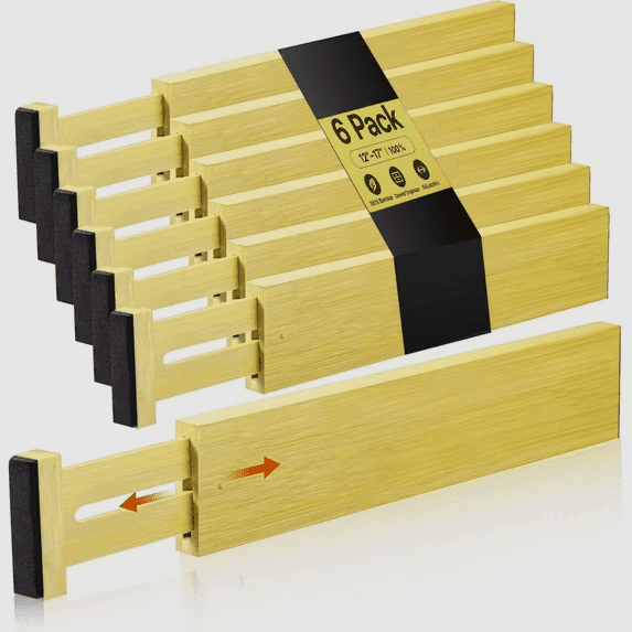 FAKYFJ Bamboo Drawer Dividers Organizers, Adjustable Drawer Divider for ...