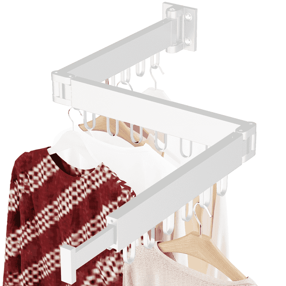 FAKYFJ Wall Mounted Clothes Drying Rack Foldable, Clothes Drying Rack, Heavy Duty Space-Saving Aluminum Laundry Drying Rack for Bathroom, Balcony, and Laundry Room
