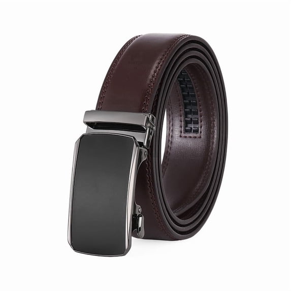 FALAN MULE Men's Leather Belt Automatic Ratchet Buckle Slide Belt for Dress Casual Trim to Fit with Gift Box