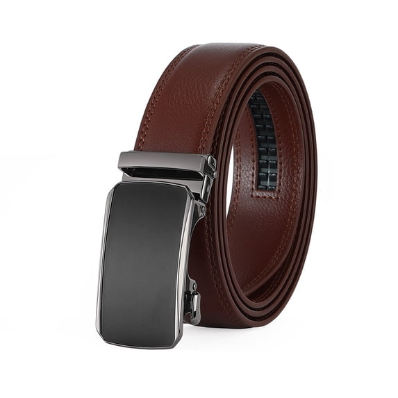 FALAN MULE Men's Leather Belt Automatic Ratchet Buckle Slide Belt for Dress Casual Trim to Fit with Gift Box