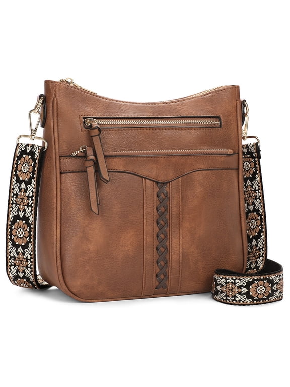 Croosbody Bags for Women Leather Crossbody Purse Multi Pocket Shoulder Handbags