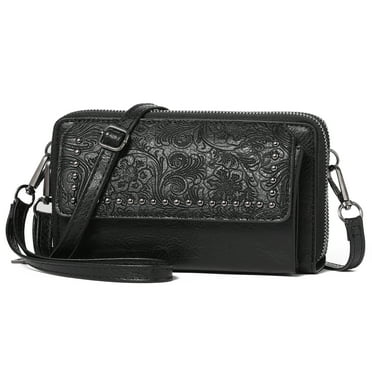 FALAN MULE Crossbody Bag for Women Leather Secure Card Slots Phone Holder Wallet for Women with Adjustable straps