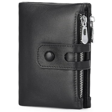 FALAN MULE Genuine Leather Wallet for Men Large Capacity Men Wallets RFID Blocking ID Window Card Case with Zip Coin Pocket