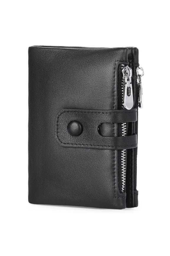 Genuine Leather Wallet for Men Large Capacity Men Wallets RFID Blocking ID Window Card Case with Zip Coin Pocket