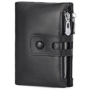 Genuine Leather Wallet for Men Large Capacity Men Wallets RFID Blocking ID Window Card Case with Zip Coin Pocket