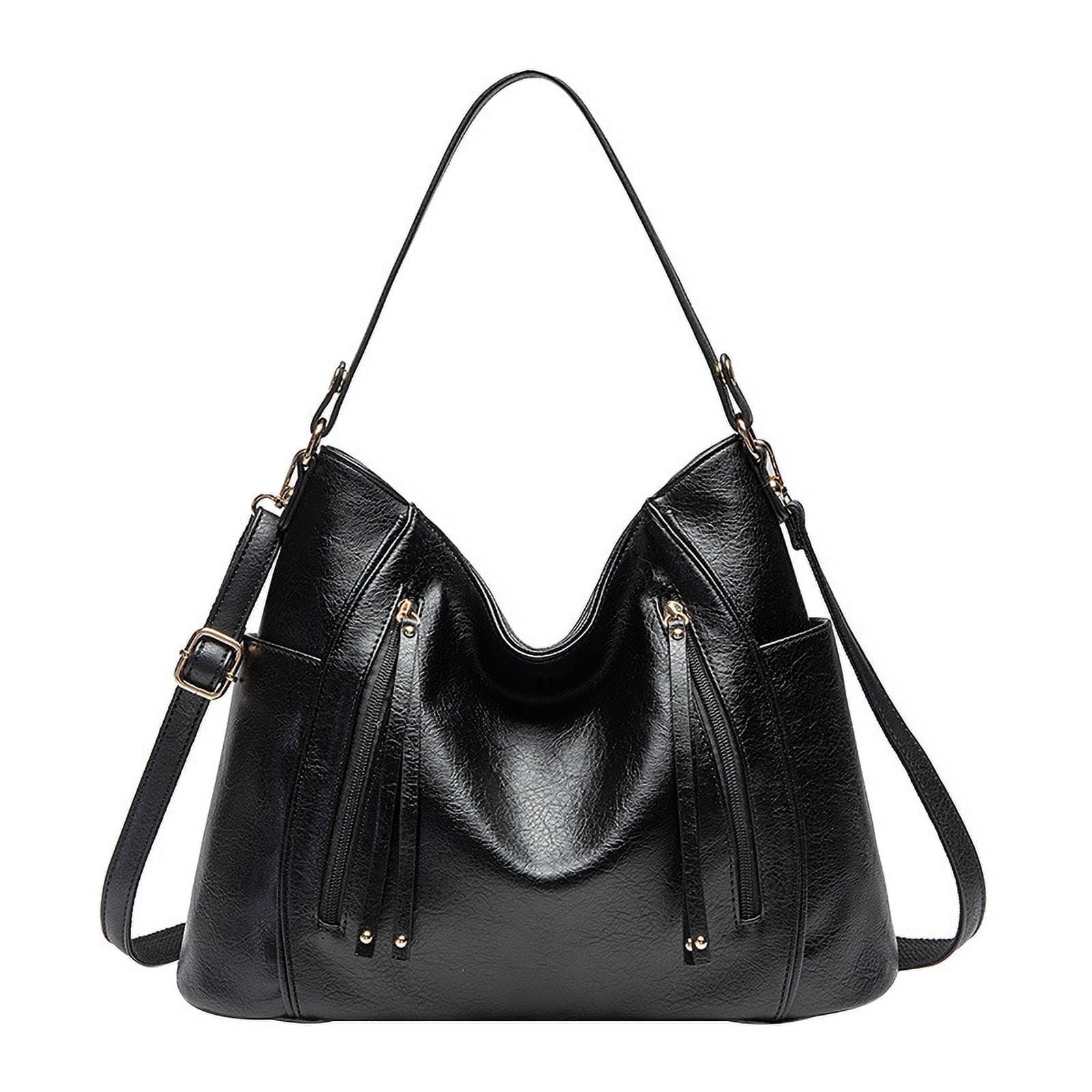 FALAN MULE Women’s Hobo Bag Large Capacity Shoulder Handbag with Multi Zipper Pockets, Soft Leather Crossbody Purse with Adjustable Strap