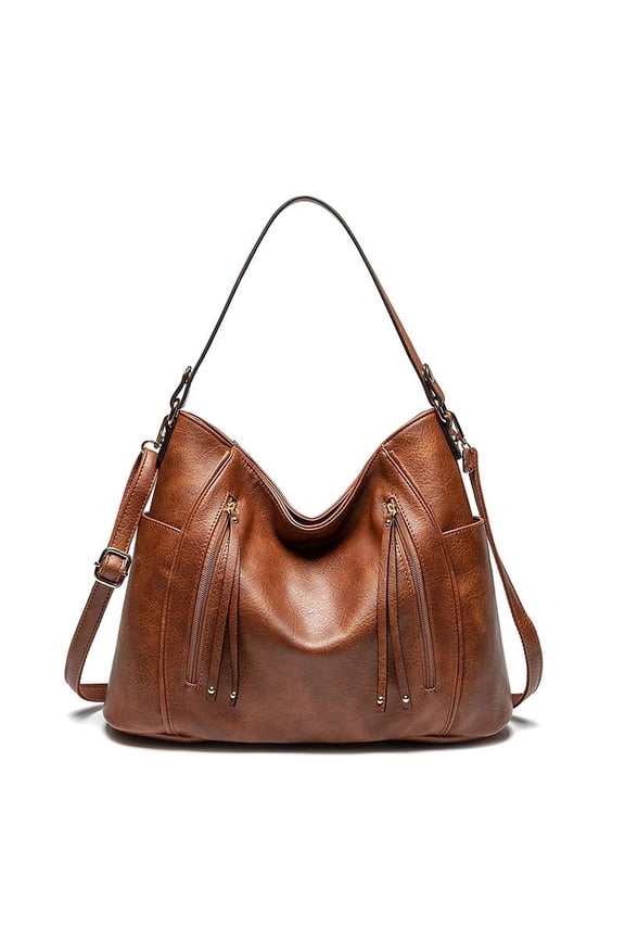 Women’s Hobo Bag Large Capacity Shoulder Handbag with Multi Zipper Pockets, Soft Leather Crossbody Purse with Adjustable Strap