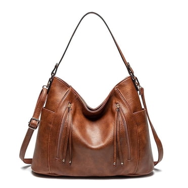 FALAN MULE Women’s Hobo Bag Large Capacity Shoulder Handbag with Multi Zipper Pockets, Soft Leather Crossbody Purse with Adjustable Strap
