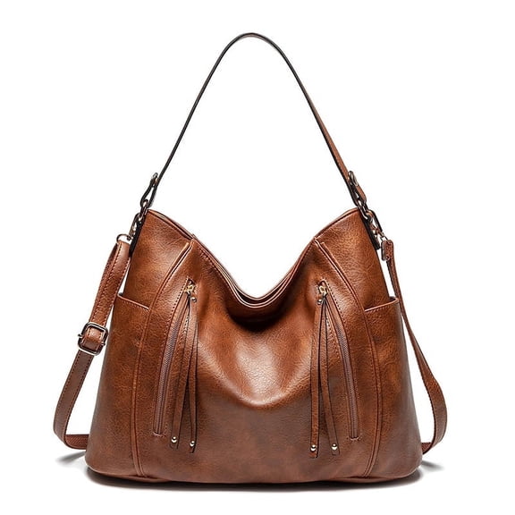 FALAN MULE Women’s Hobo Bag Large Capacity Shoulder Handbag with Multi Zipper Pockets, Soft Leather Crossbody Purse with Adjustable Strap