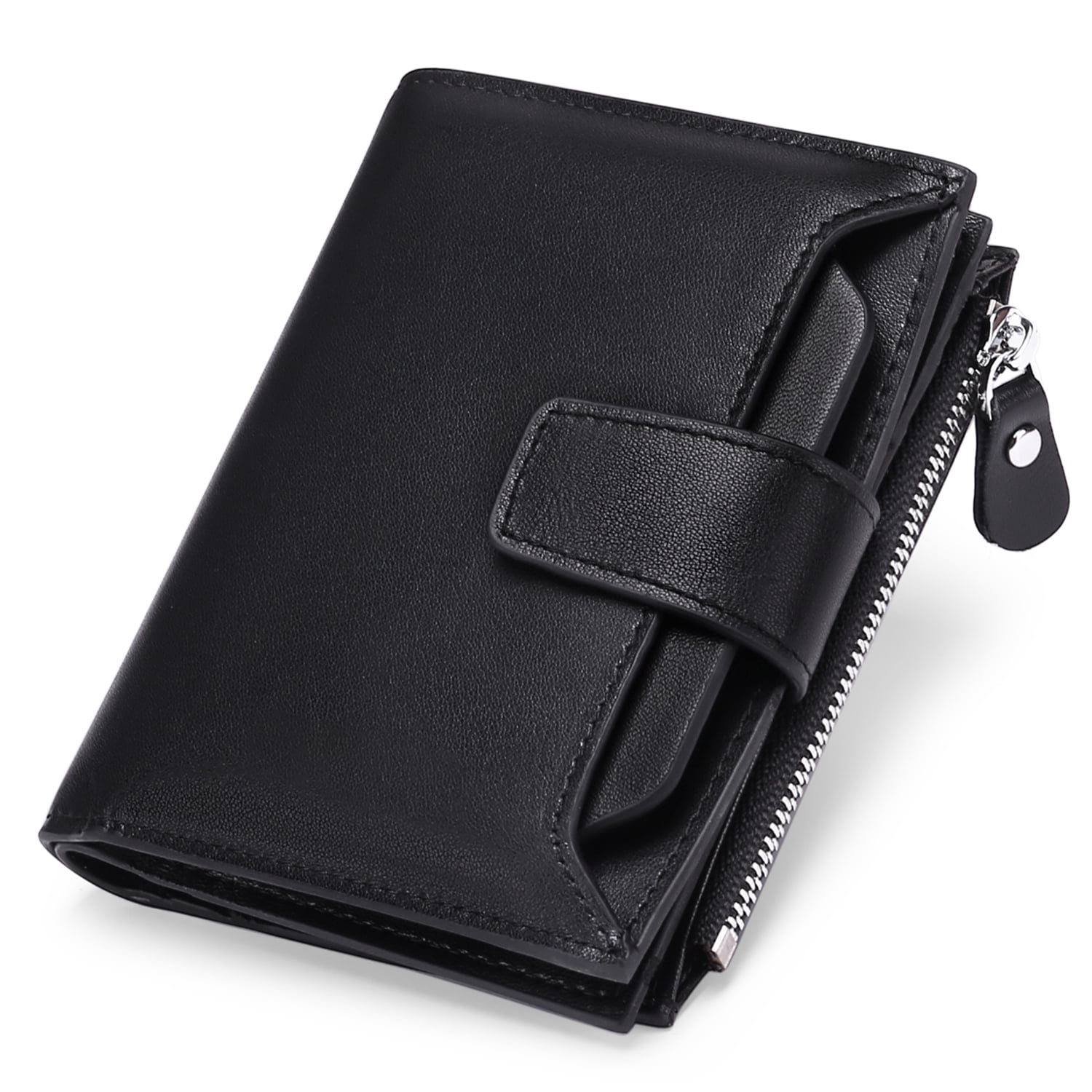 FALAN MULE Men's Wallet Leather RFID Blocking Bifold Zipper Coin Pocket ...