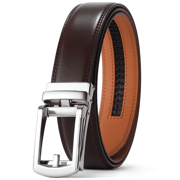 FALAN MULE Mens Belt Leather Ratchet Belt For Men Dress and Casual with Adjustable Buckle, Trim to Fit,Gift Box