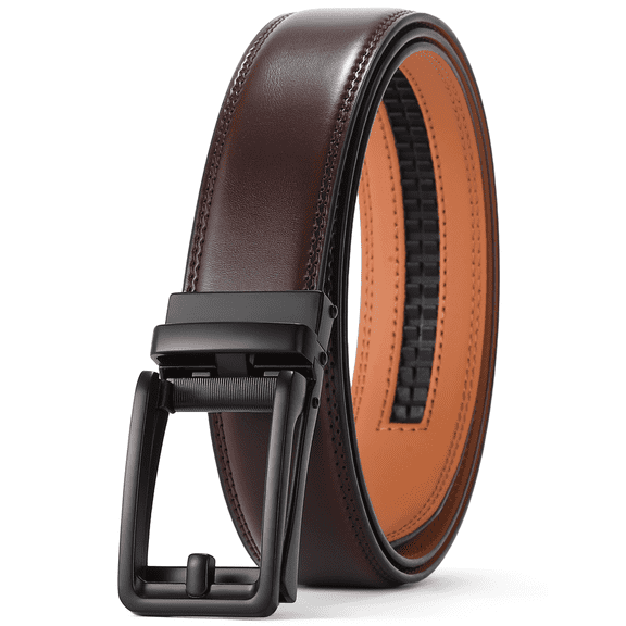 FALAN MULE Mens Belt Leather Ratchet Belt For Men Dress and Casual with Adjustable Buckle, Trim to Fit,Gift Box