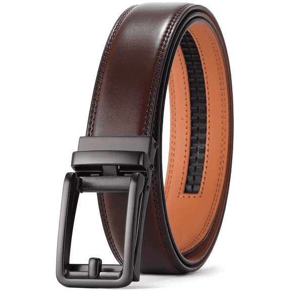 FALAN MULE Mens Belt Leather Ratchet Belt For Men Dress and Casual with Adjustable Buckle, Trim to Fit,Gift Box