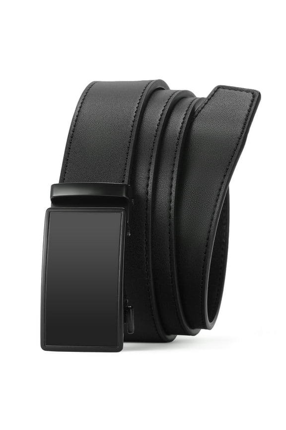 Mens Ratchet Belt,Leather Adjustable Slide Belt For Gift Mens Dress Casual 1 3/8",Size Adjustable,Elegant Gift Box